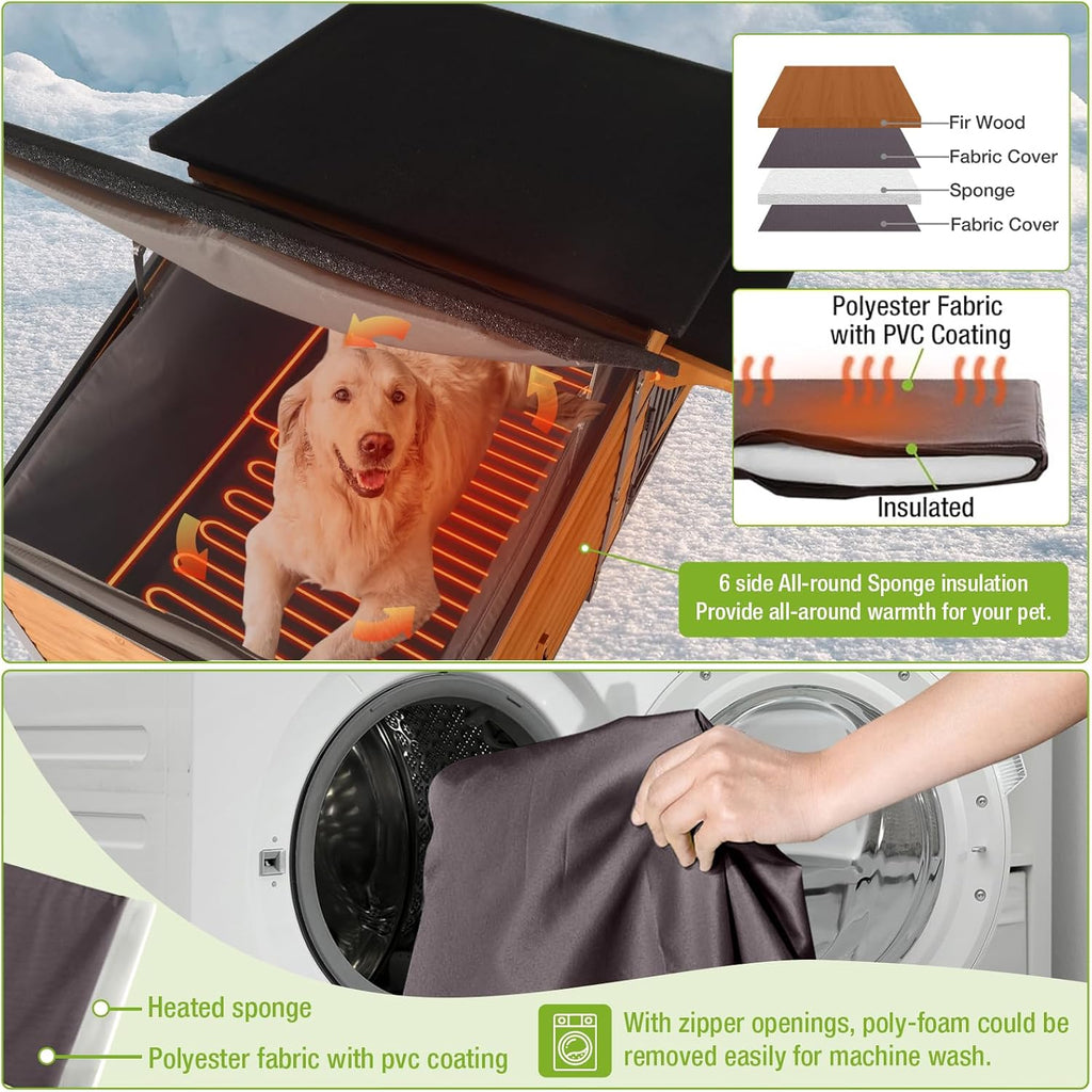 gutinneen heated dog house outdoor large dog kennel, side view