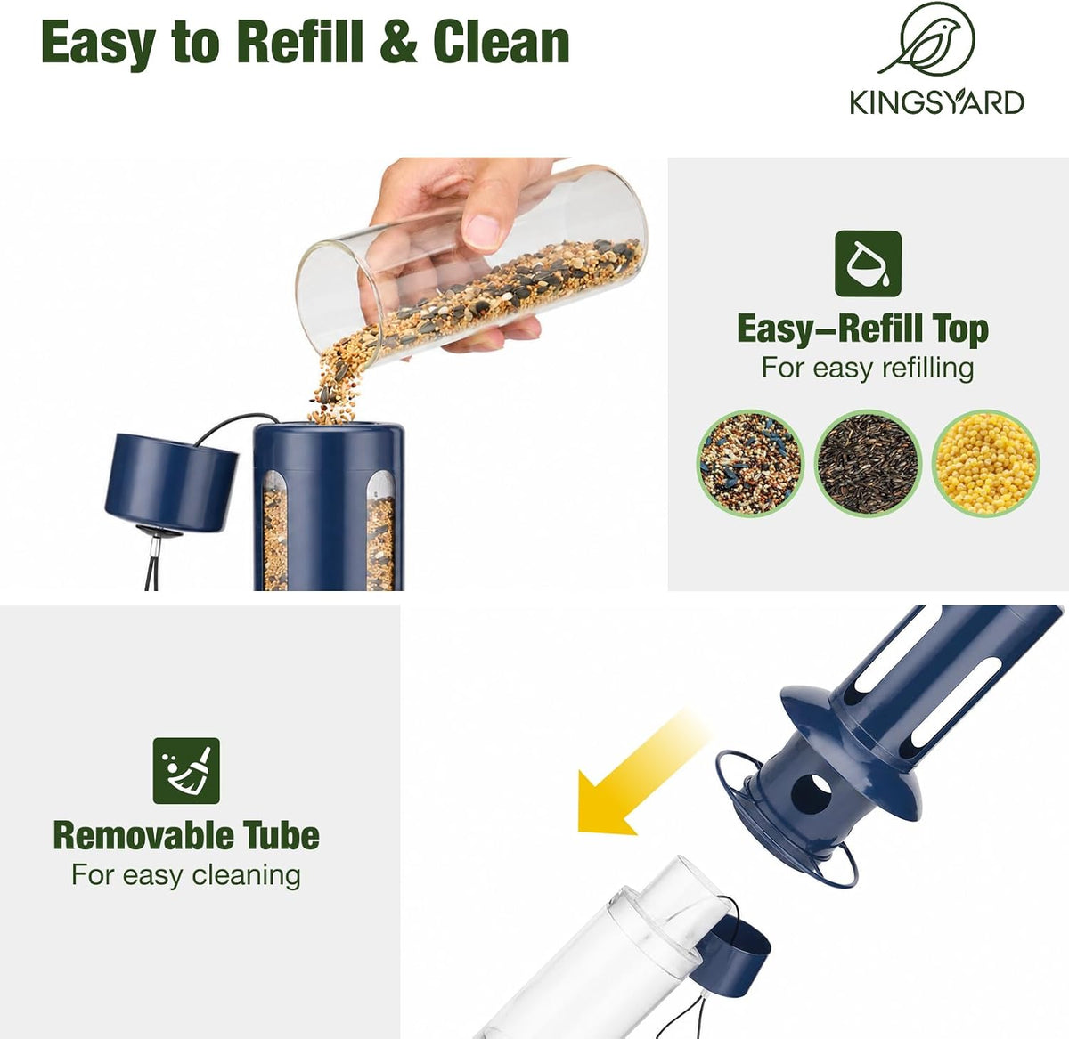 kingsyard squirrel proof hanging bird feeder for outdoors showing dimensions
