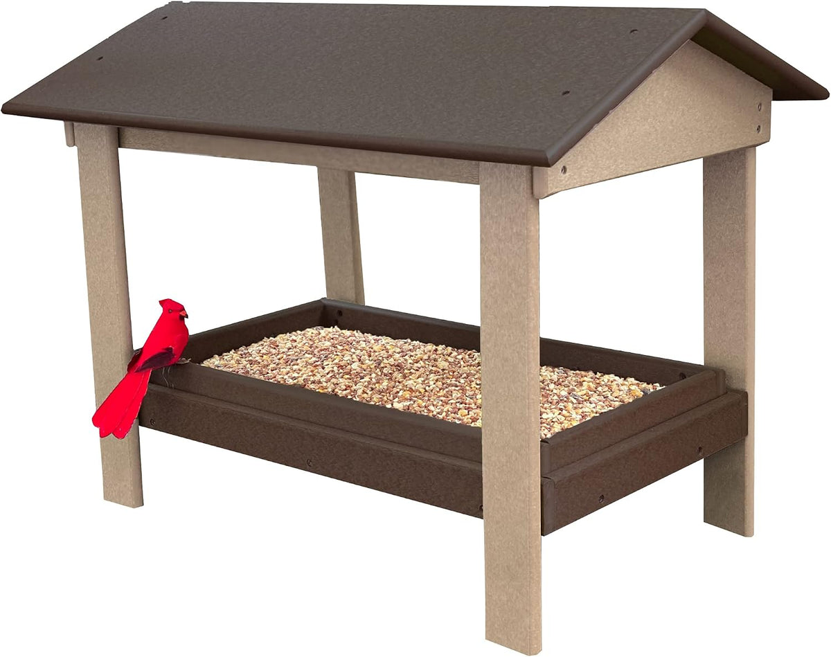 dutchcrafters plastic poly covered platform ground bird feeder, main product view