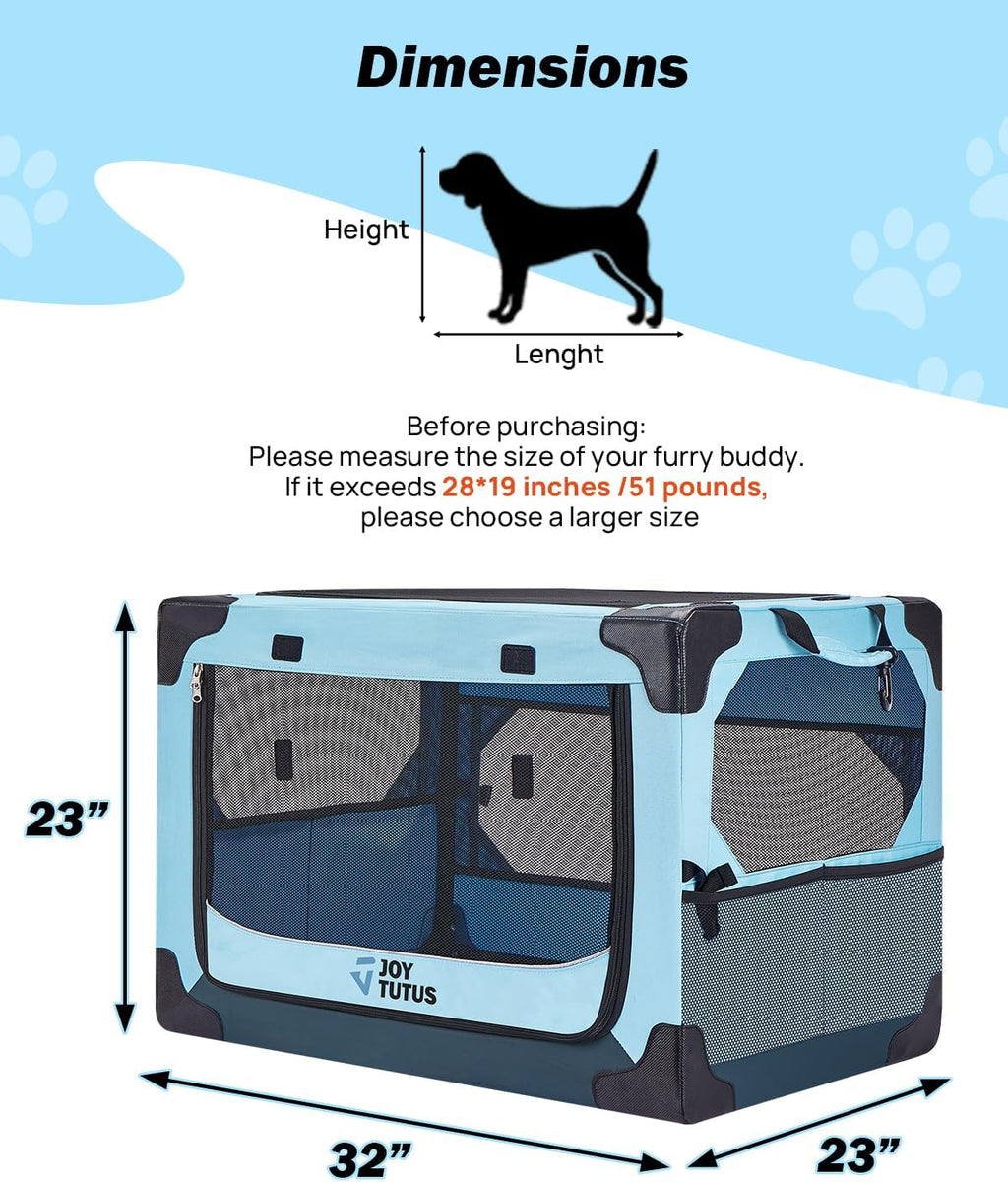 joytutus collapsible dog crate, 32 inch portable pet shown in use