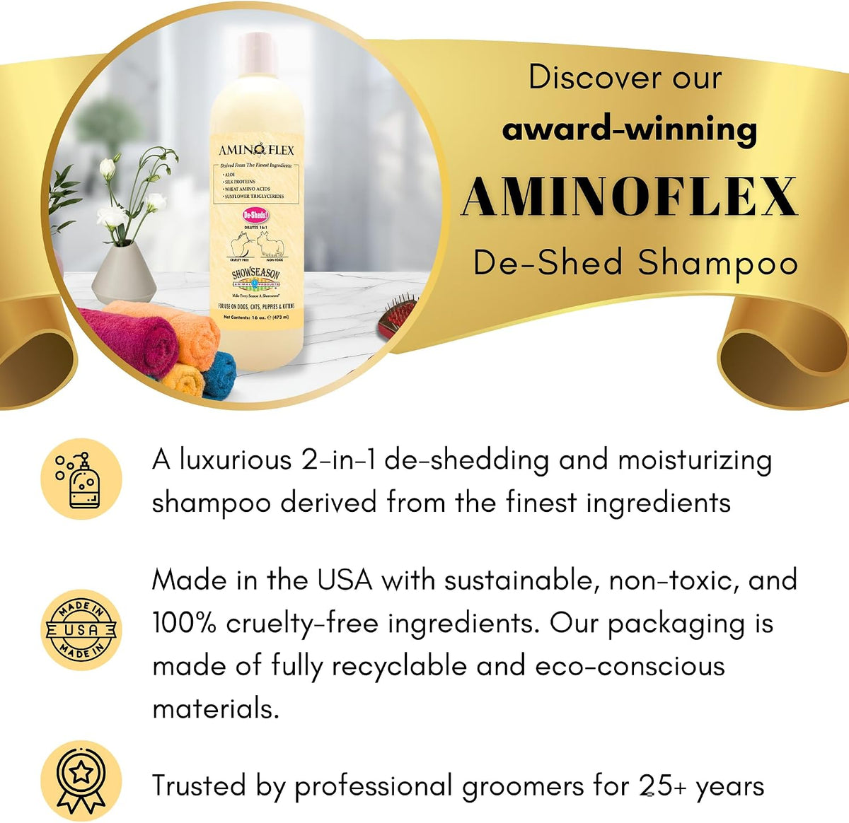 aminoflex® pet shampoo 1 gallon | cruelty-free |, close-up detail