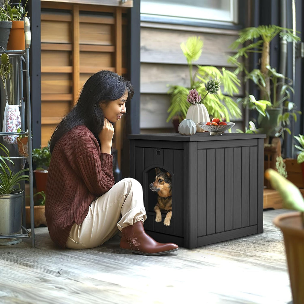 drato outdoor indoor dog house, black, medium, close-up detail