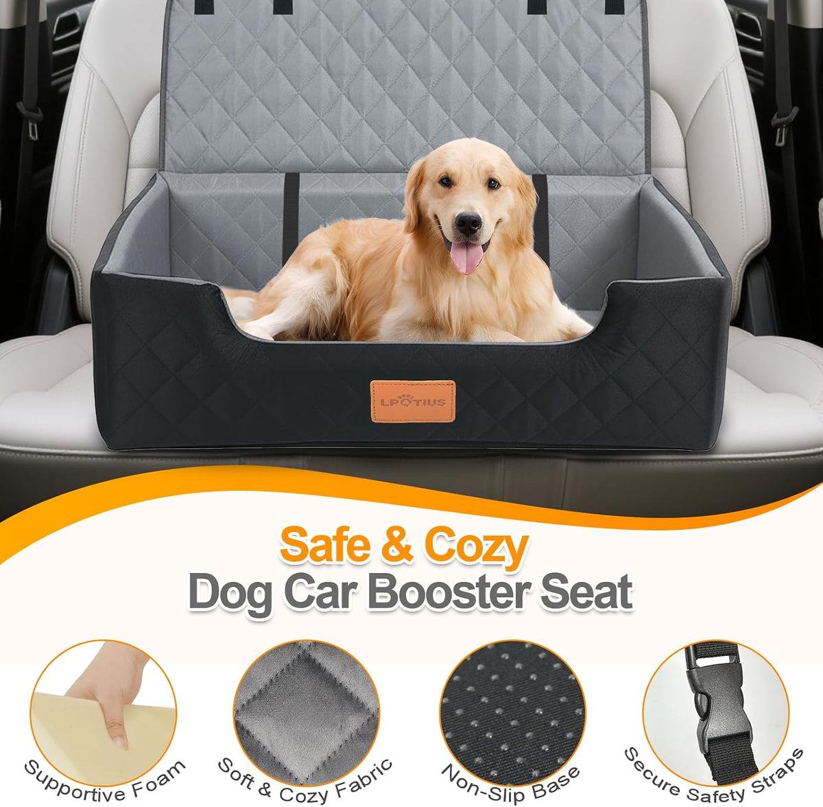 large dog car seat bed for back seat, view 9