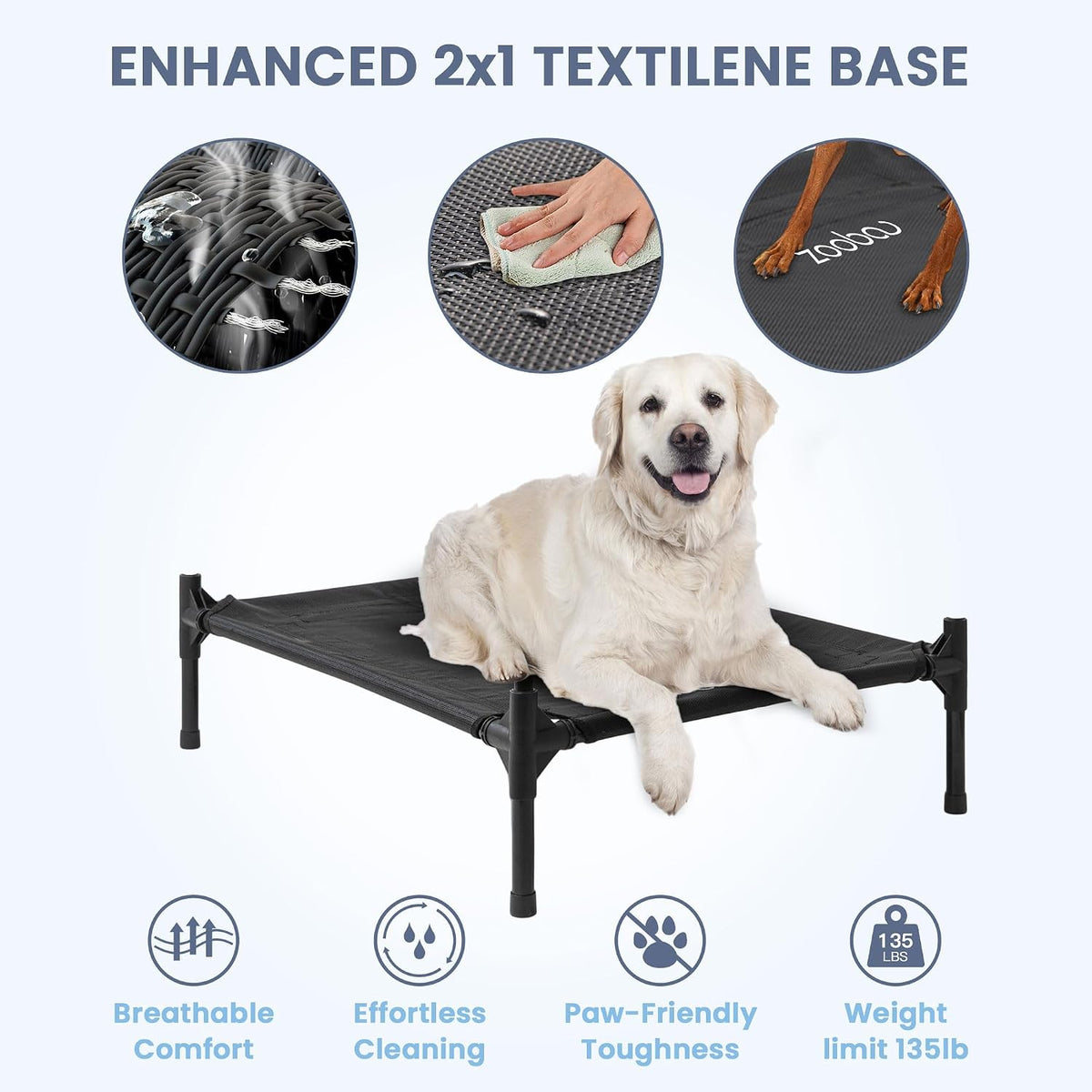 zooba large dog house outdoor, 36in elevated 2-in-1 on a desk or shelf