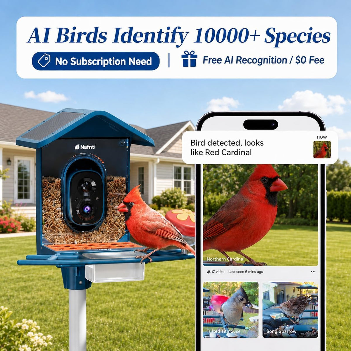 smart bird feeder with camera 5ghz no subscription, side view