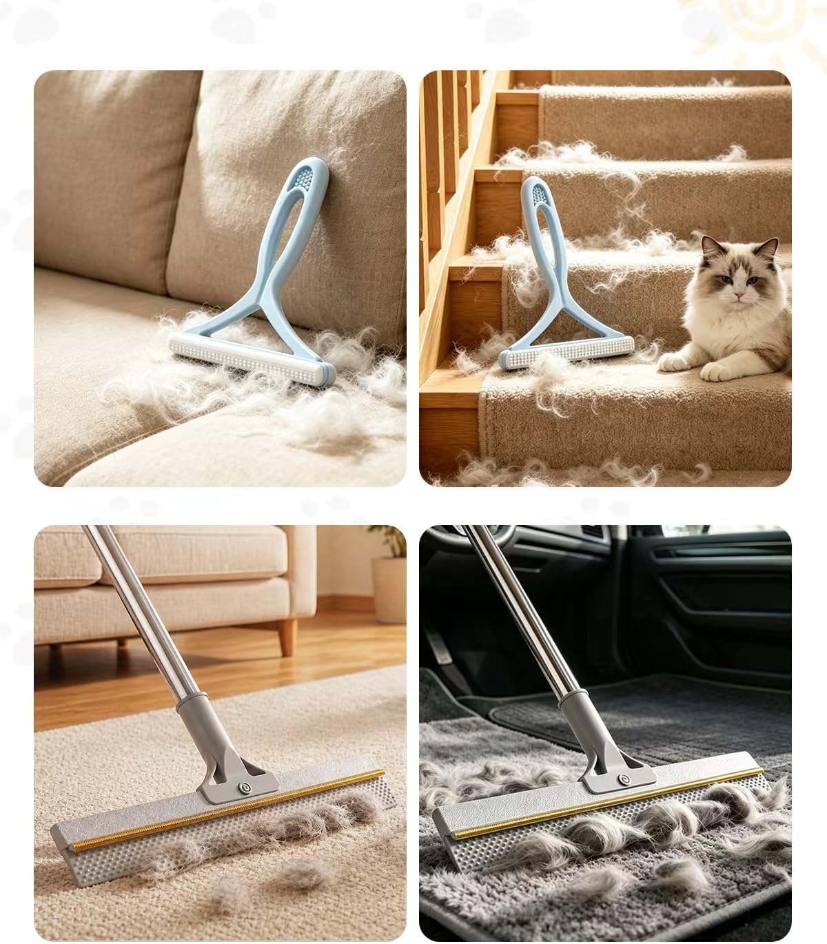 pet hair remover for carpet, 54 inch adjustable, close-up detail