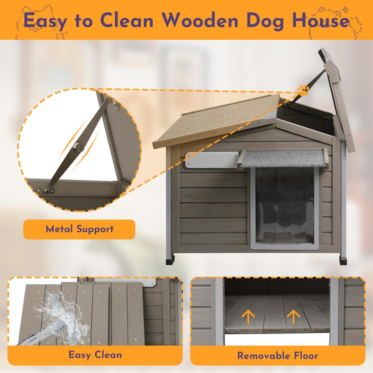 gowoodhut outdoor dog house wooden dog kennel for, package contents