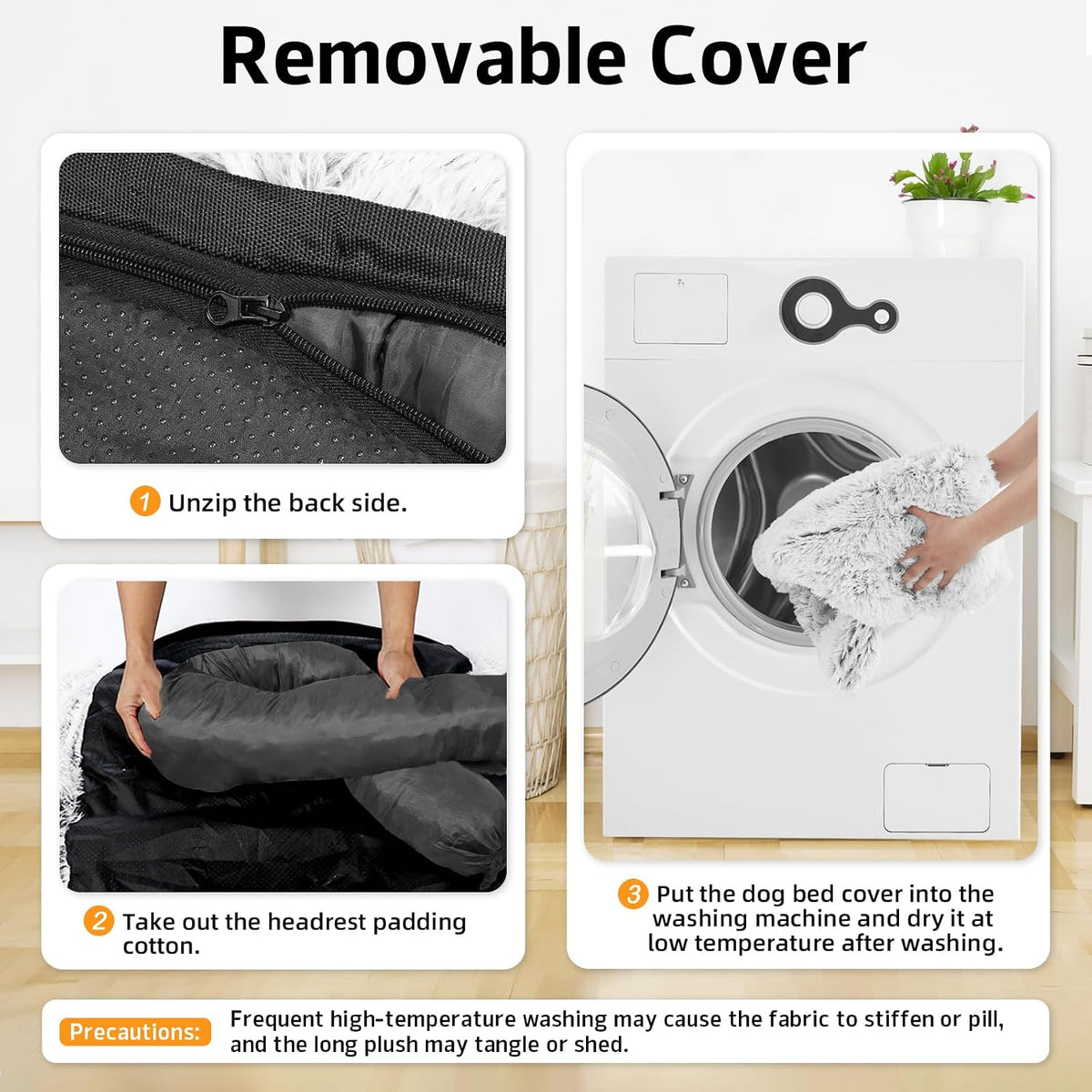 calming dog bed fluffy plush dog mat for, side view