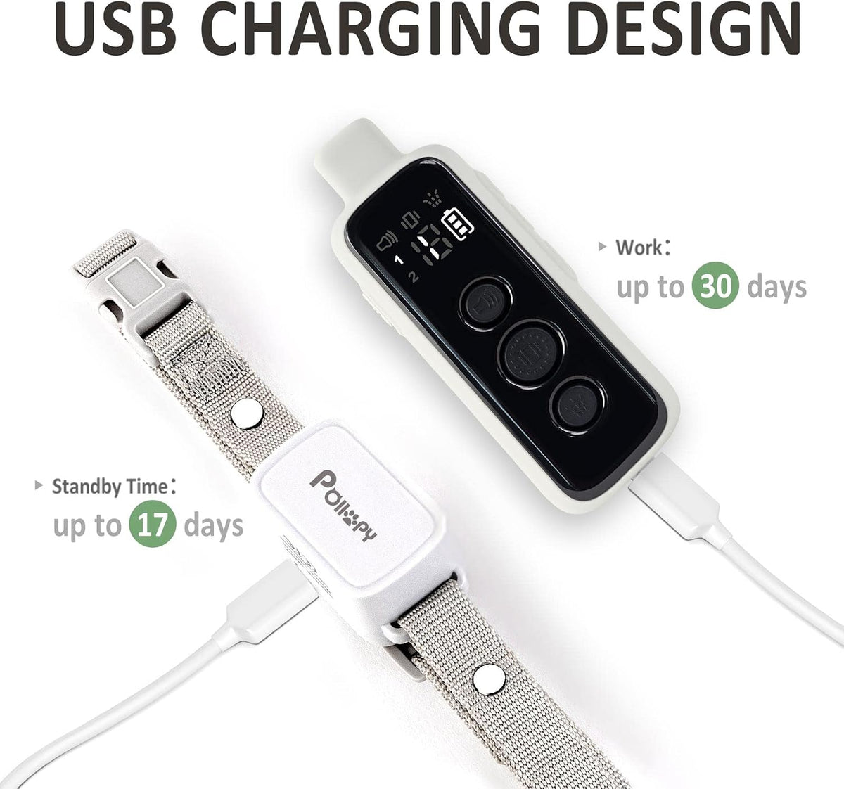 citronella dog collar with remote, safer 3 modes, close-up detail