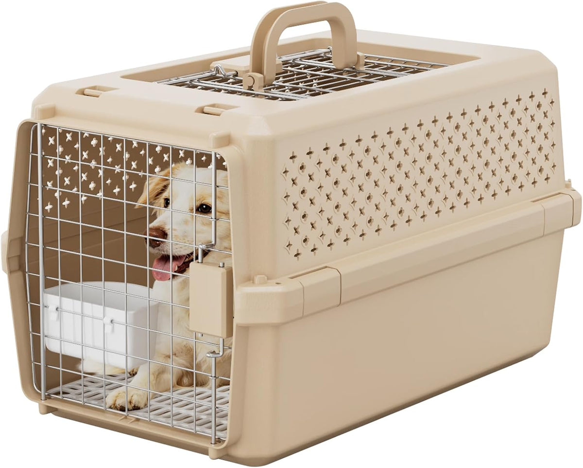 rizzari beige dog carrier: portable pet crate for, main product view