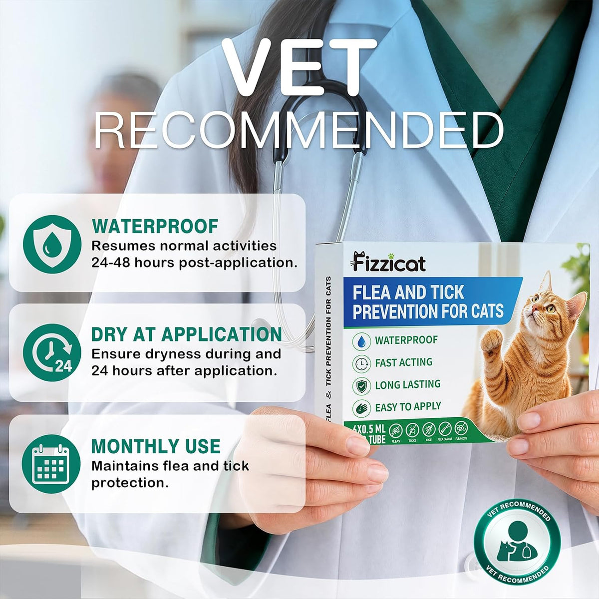 new fizzicat flea and tick prevention for cats, side view