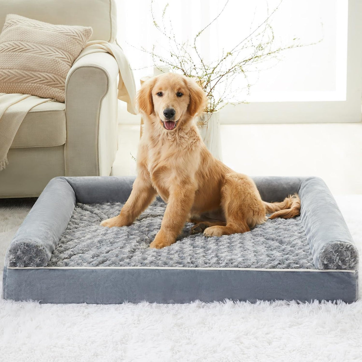 bfpethome orthopedic washable large dog bed for senior, front angle view