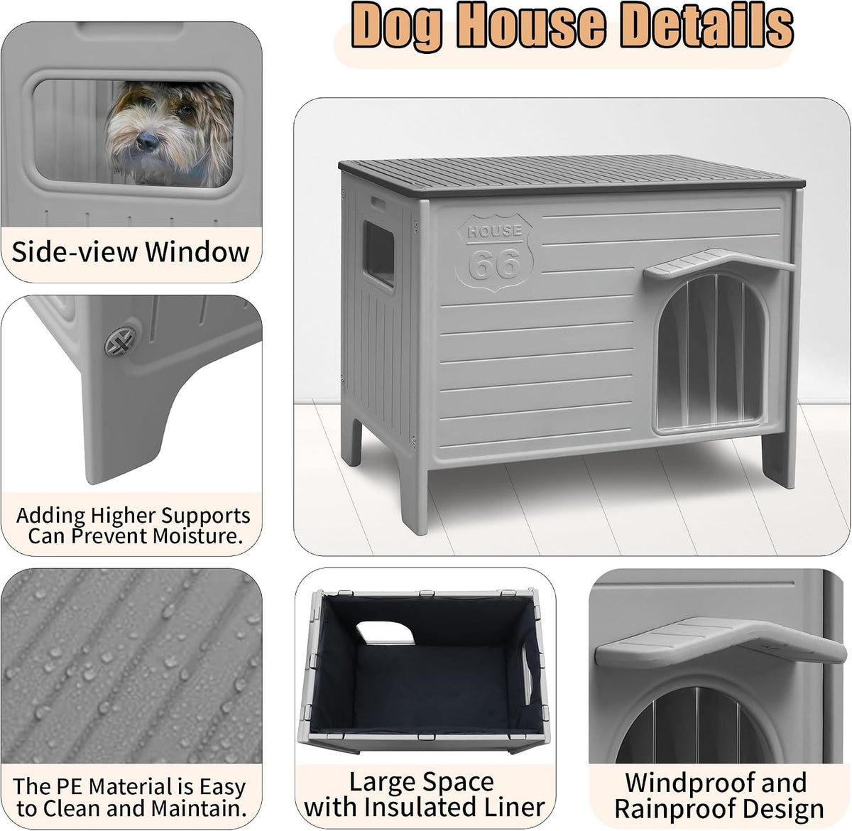 plastic dog house for outdoor indoor with insulated shown in use