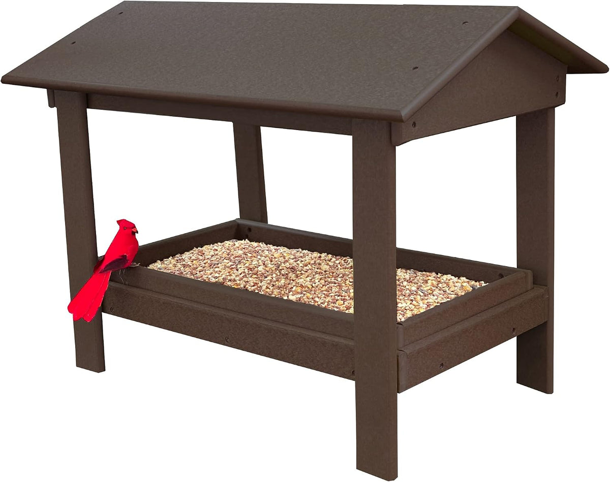 dutchcrafters plastic poly covered platform ground bird feeder, main product view