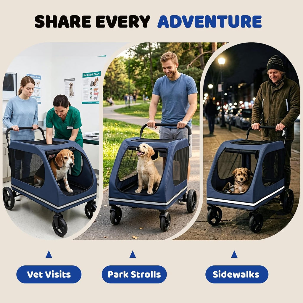 xiapia extra large dog stroller for large &, front angle view
