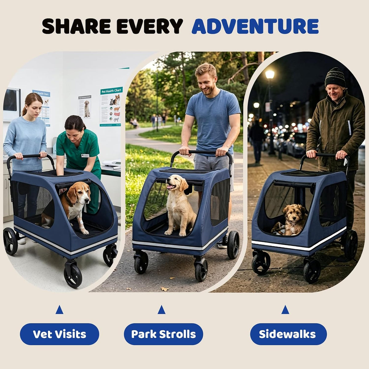 xiapia extra large dog stroller for large &, front angle view