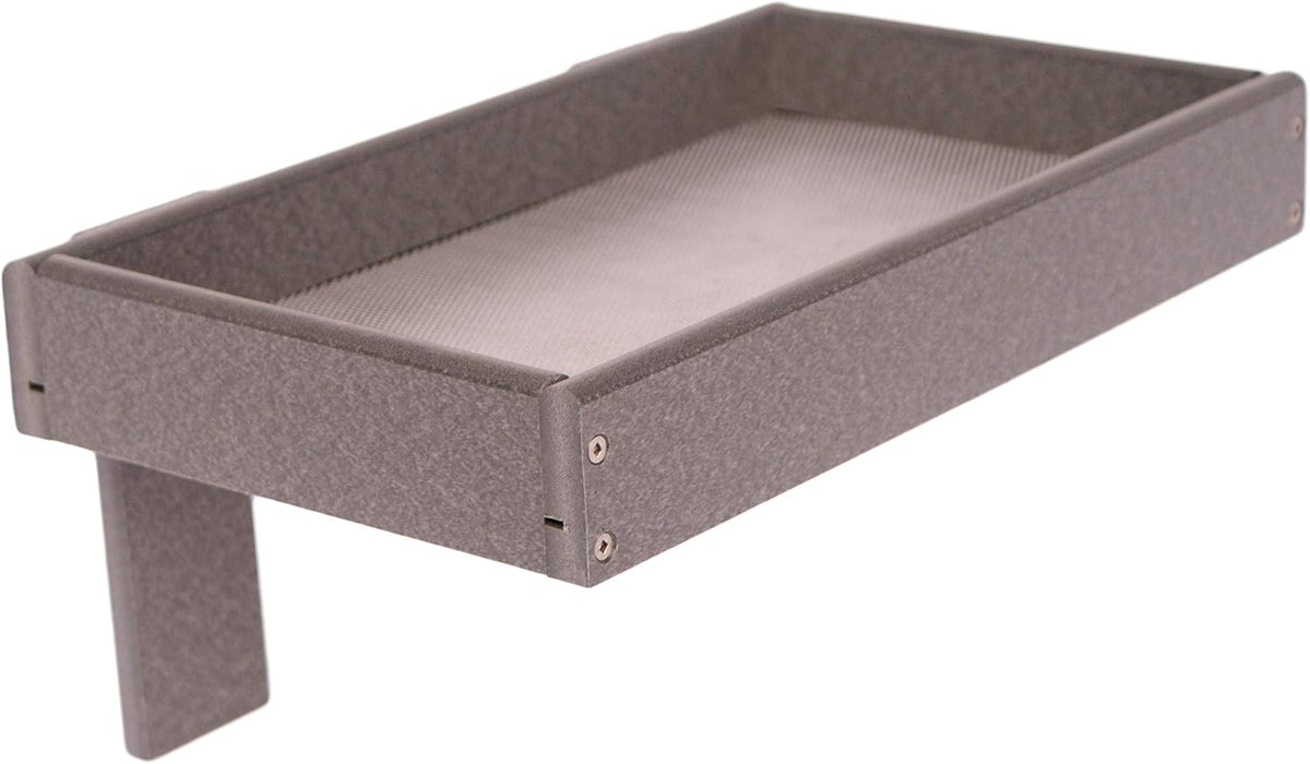 window-mount bird feeder, gray, close-up detail