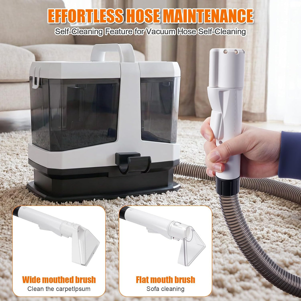 foandbevi carpet & upholstery cleaner machine, 16kpa spot showing dimensions