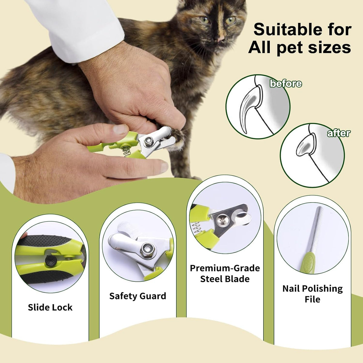 dog and cat grooming kit, versatile tools including, close-up detail