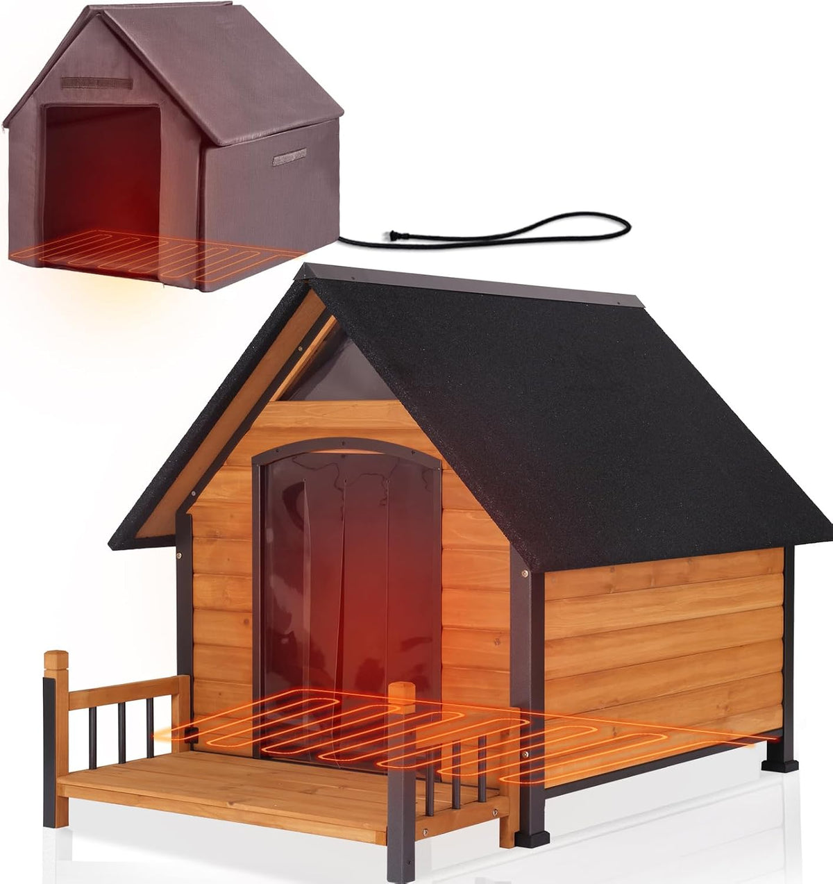 aivituvin heated outdoor dog house with adjustable heating, main product view