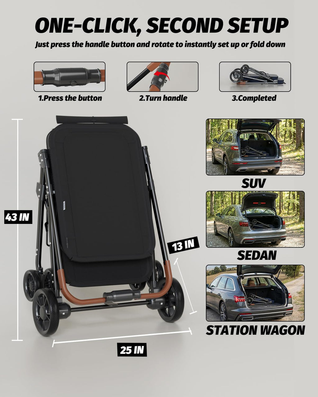 dog stroller for large & medium dogs up, front angle view