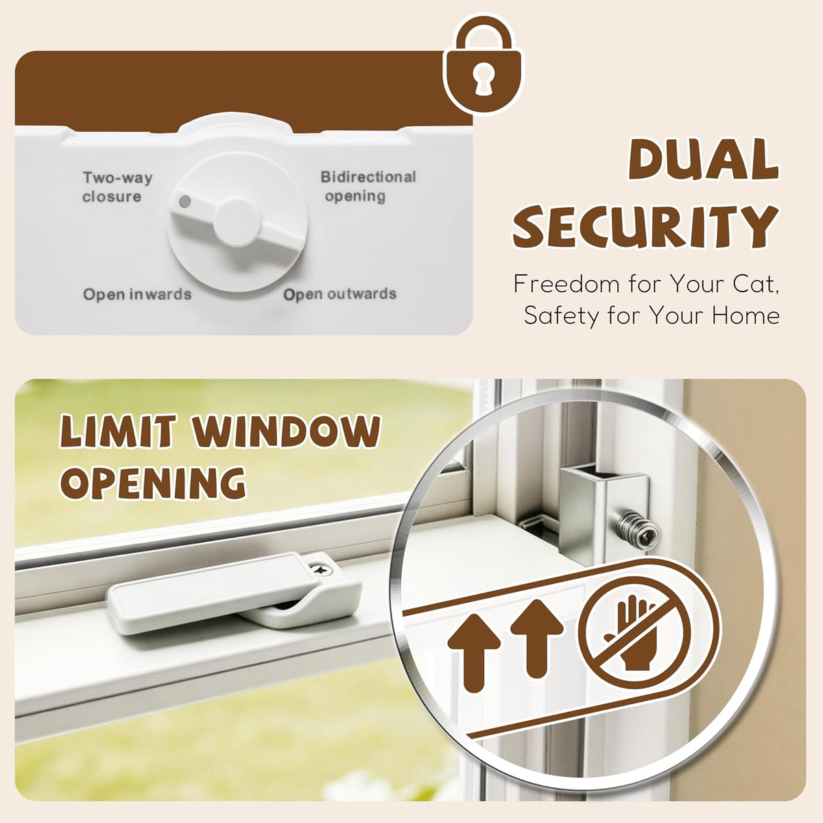 full-size cat door for window, h: 15.3", fit, side view