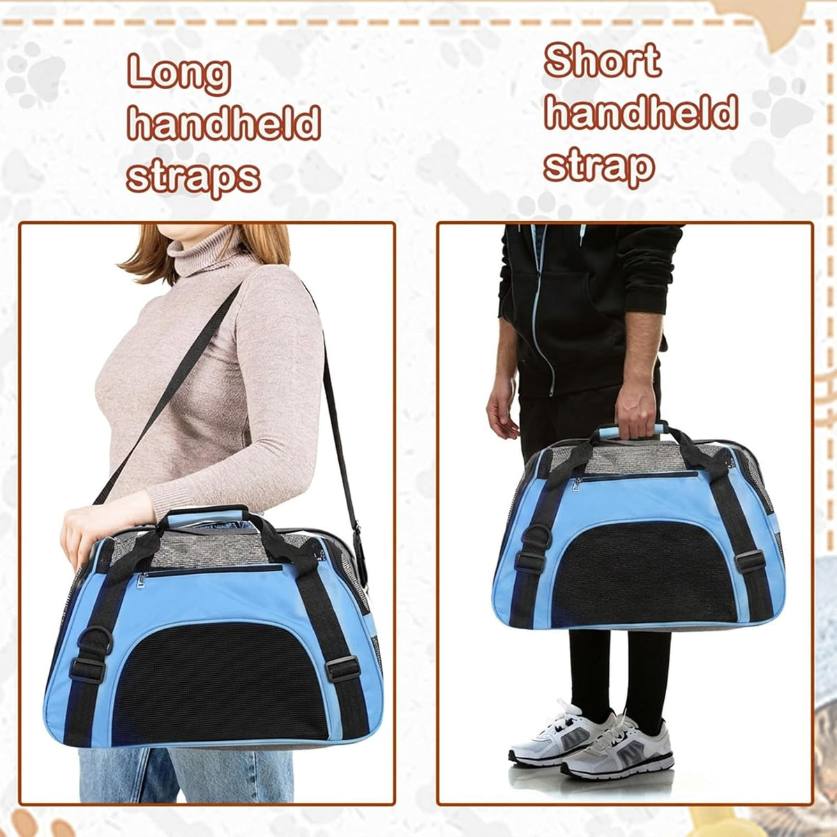 cat carrier 16.9 x 9.6 x 8.3 inch showing dimensions