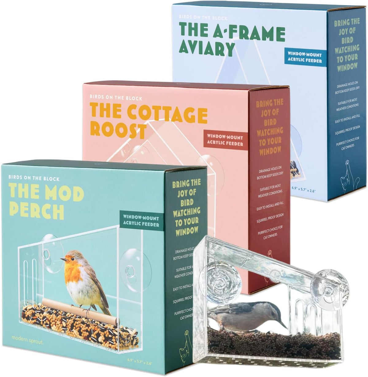 modern sprout birds on the block window bird, main product view