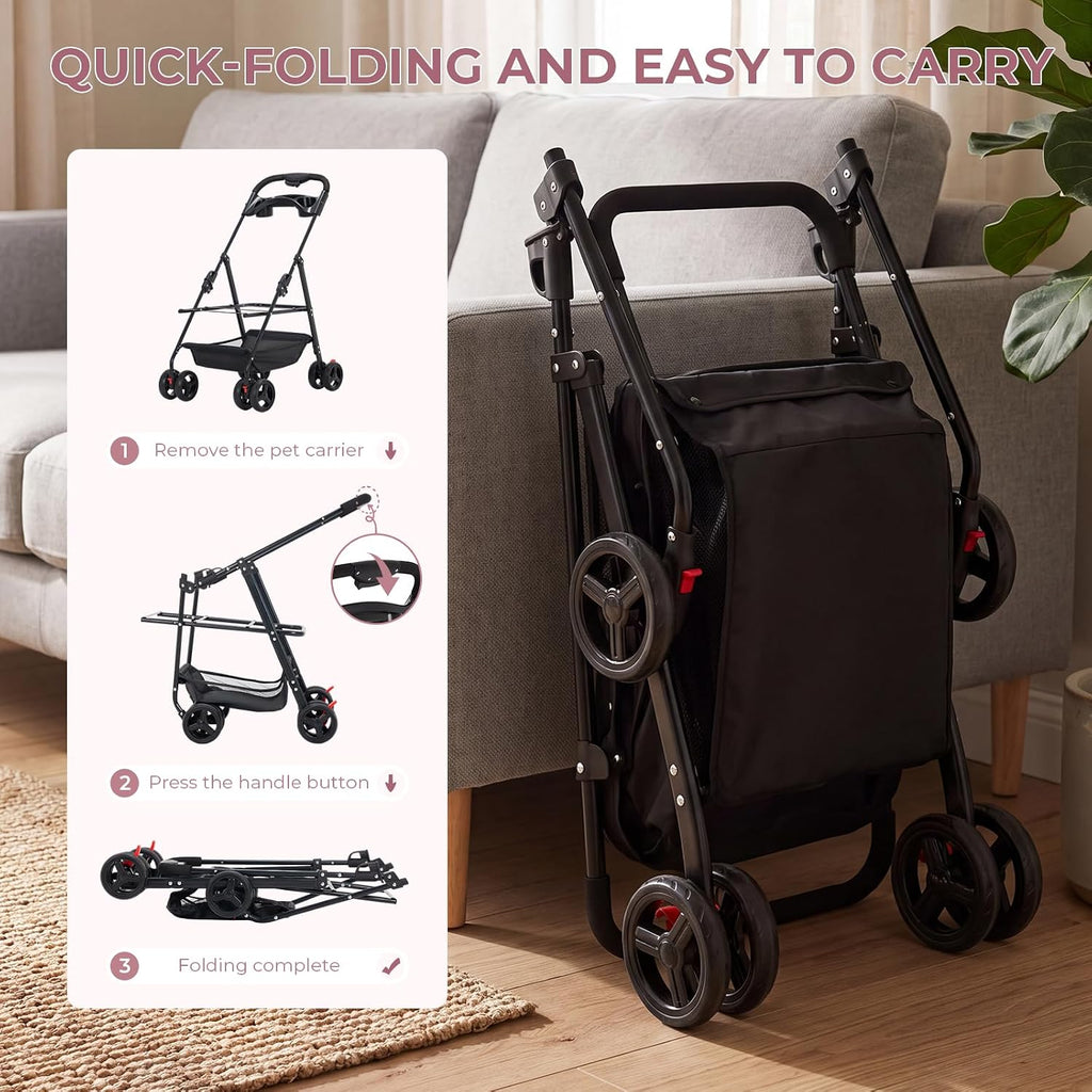 4-wheel pet stroller for small medium dogs cats on a desk or shelf