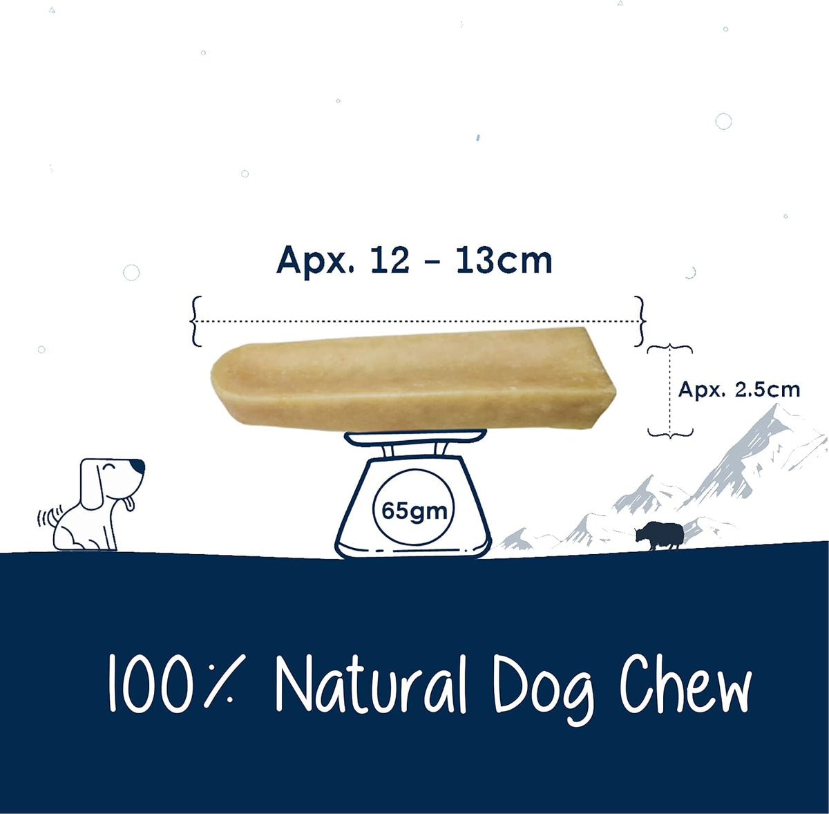 pawfect himalayan cheese chews for dogs | 100% showing dimensions