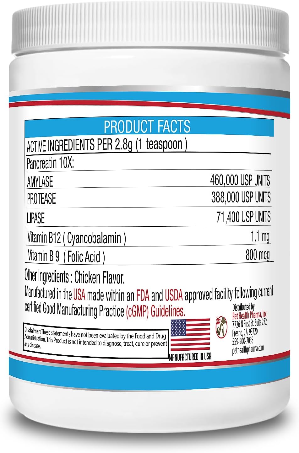 pancreamax 10x pancreatic enzymes for dogs and cats, close-up detail