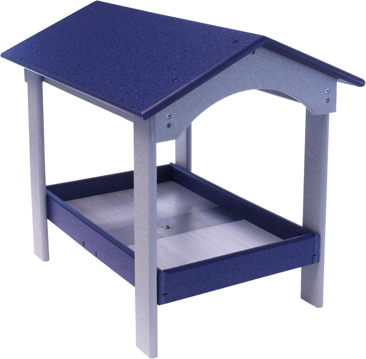 ground bird feeder, deluxe fly-through covered feeder for shown in use