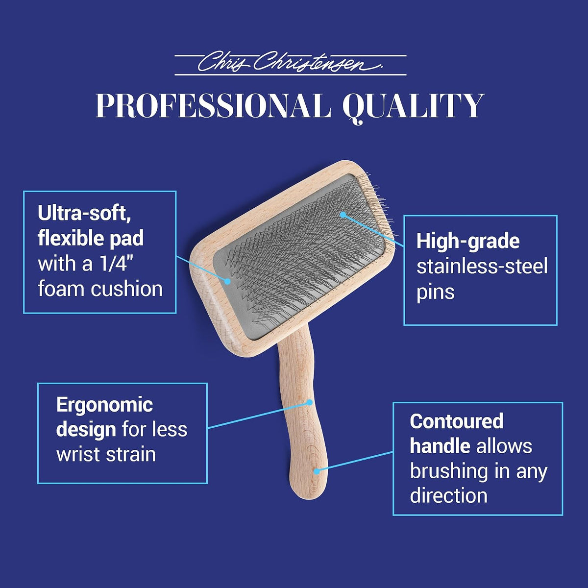chris christensen mark iii slicker brush for dogs, side view