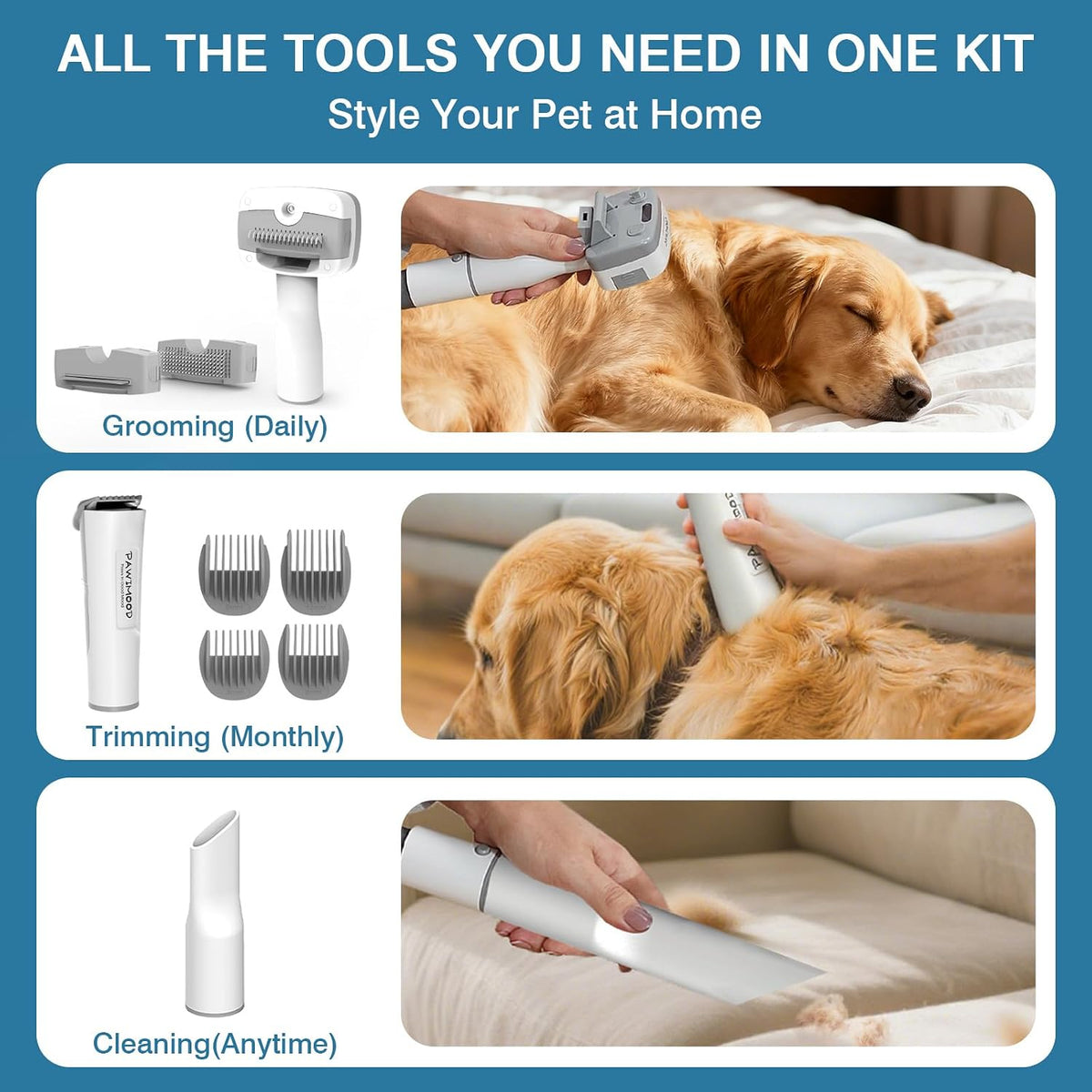 upgrade dog grooming vacuum, quiet dog groomimg kit, close-up detail