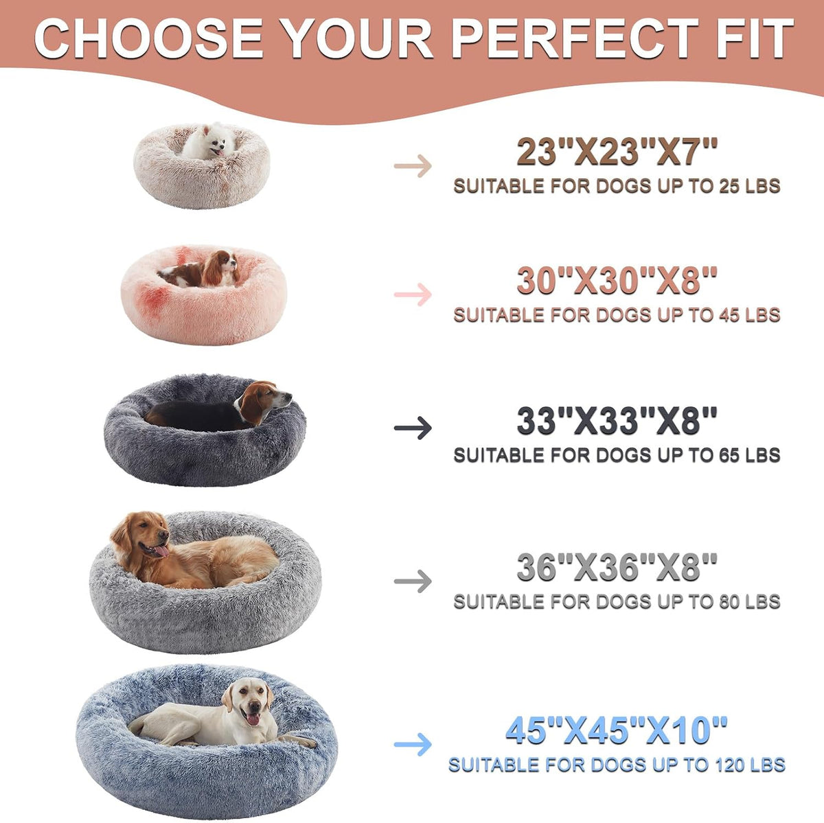 36 inches faux fur fluffy donut dog bed on a desk or shelf