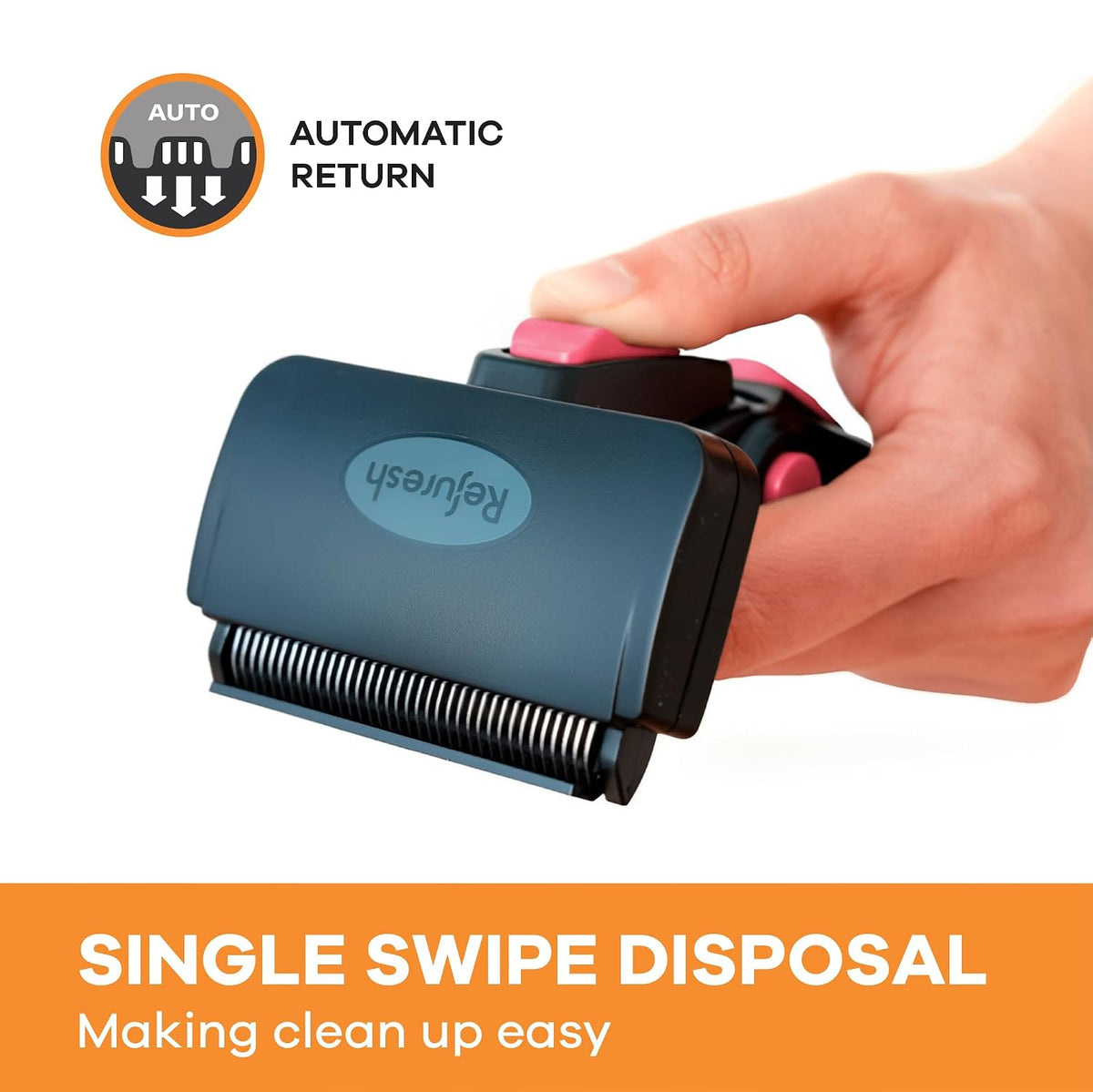 deshedding brush for long hair dogs & cats showing dimensions