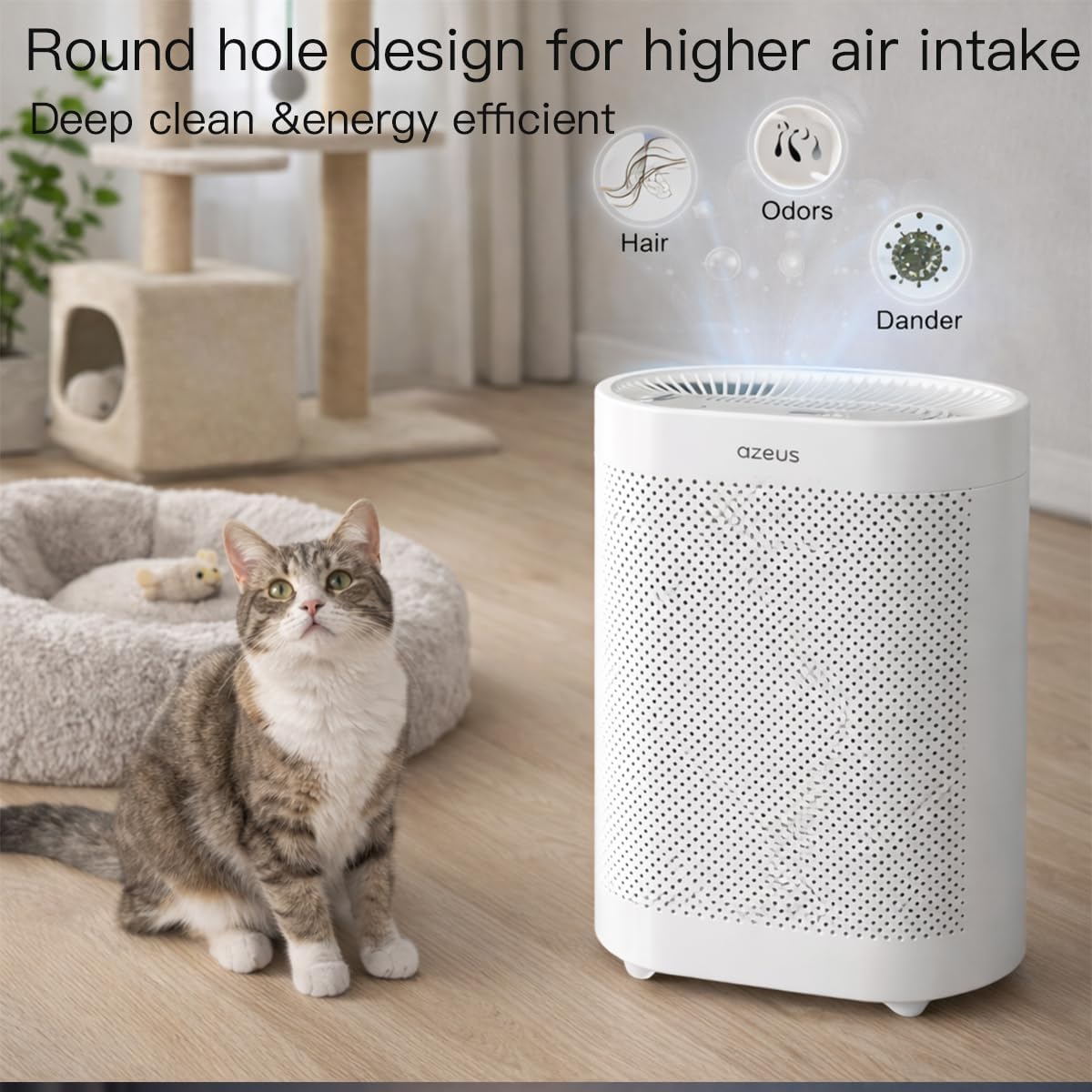 megawise true hepa air purifier for home,quiet cleaner, close-up detail