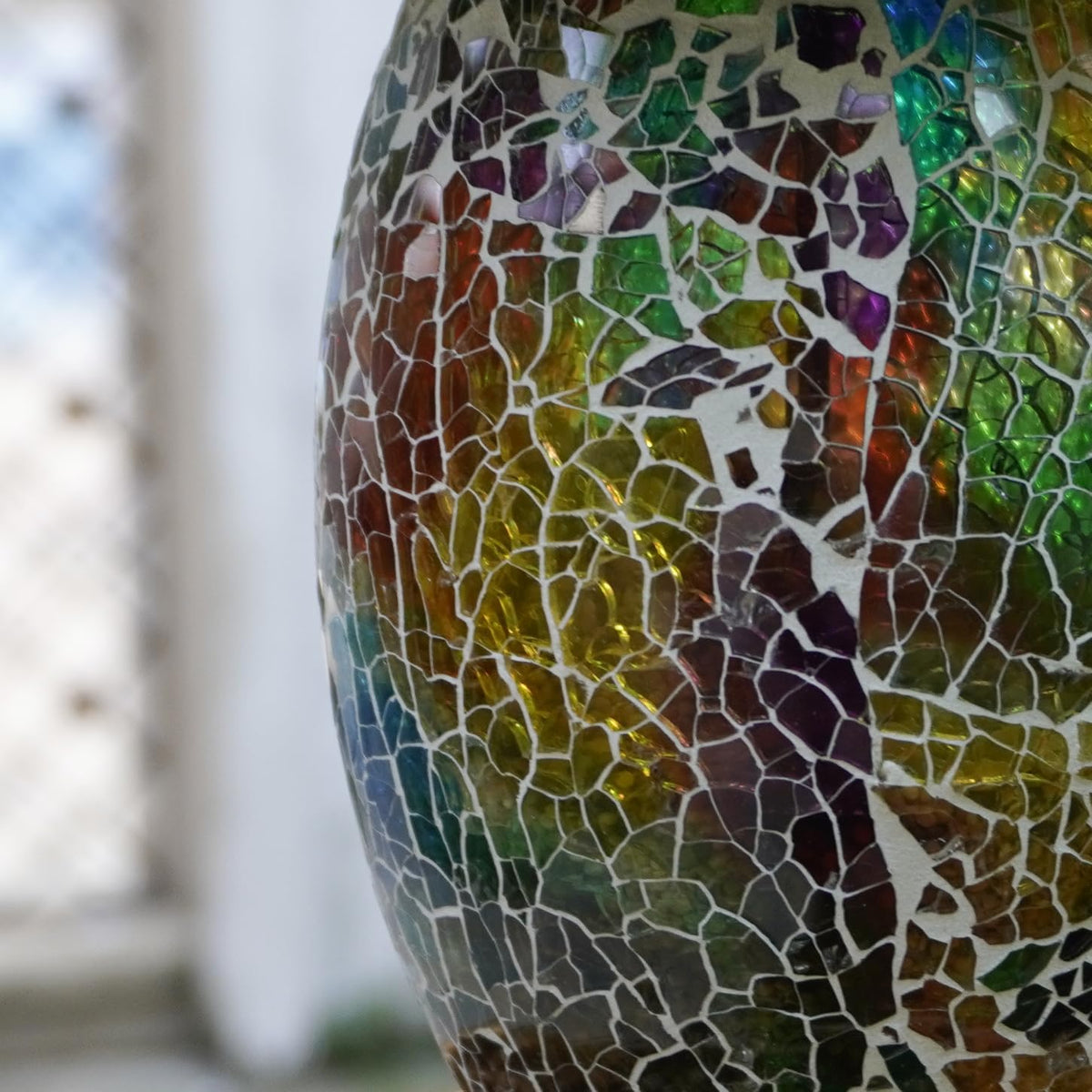 solar bird feeder with stained glass, easy clean shown in use