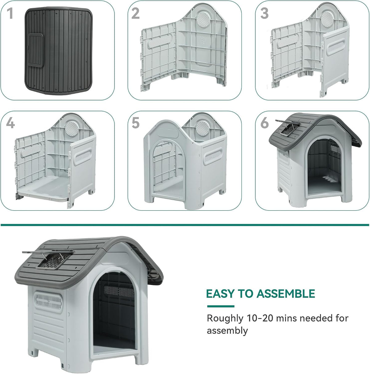 yitahome dog house outdoor plastic doghouse water resistant, view 9
