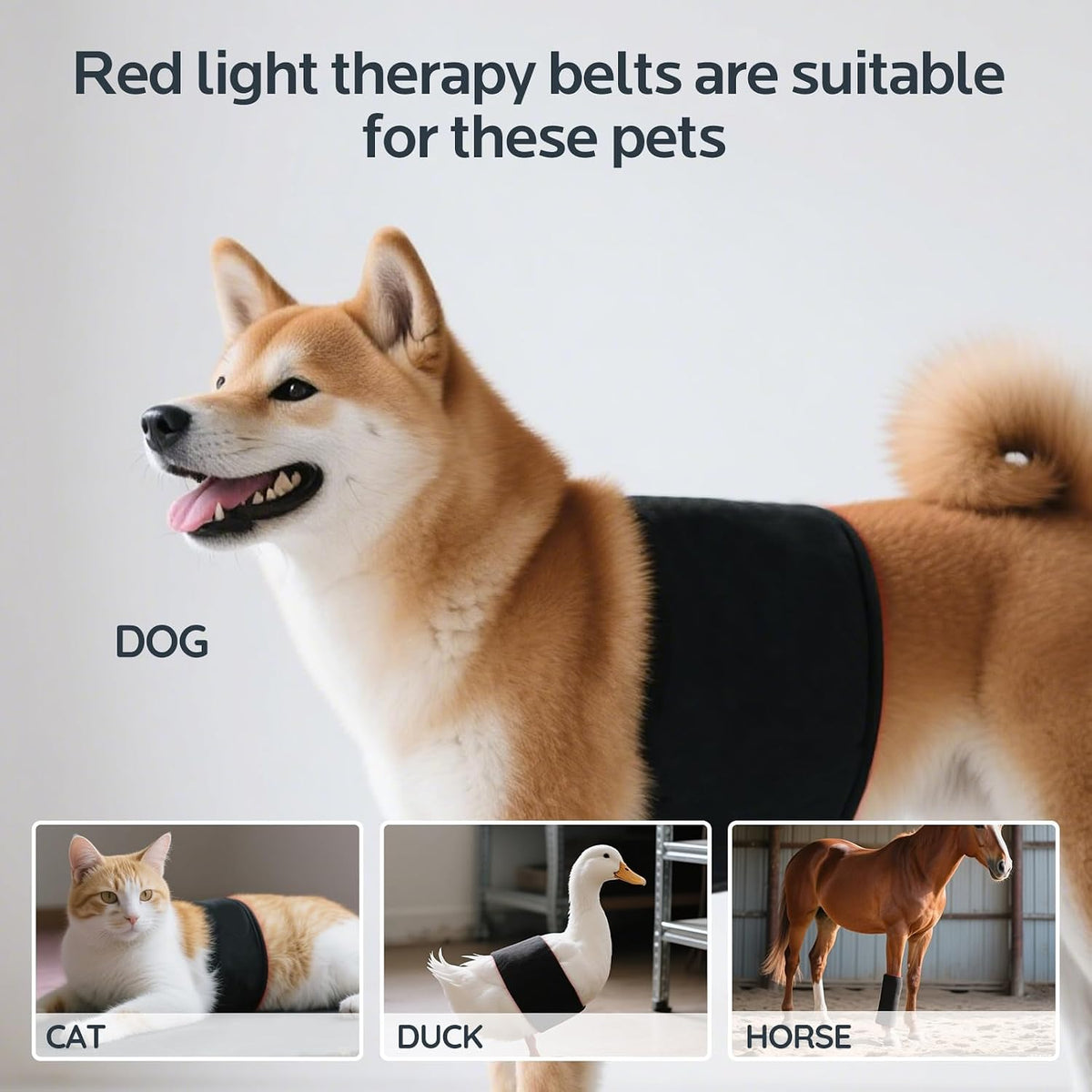 red light therapy belt for dogs and pets showing dimensions