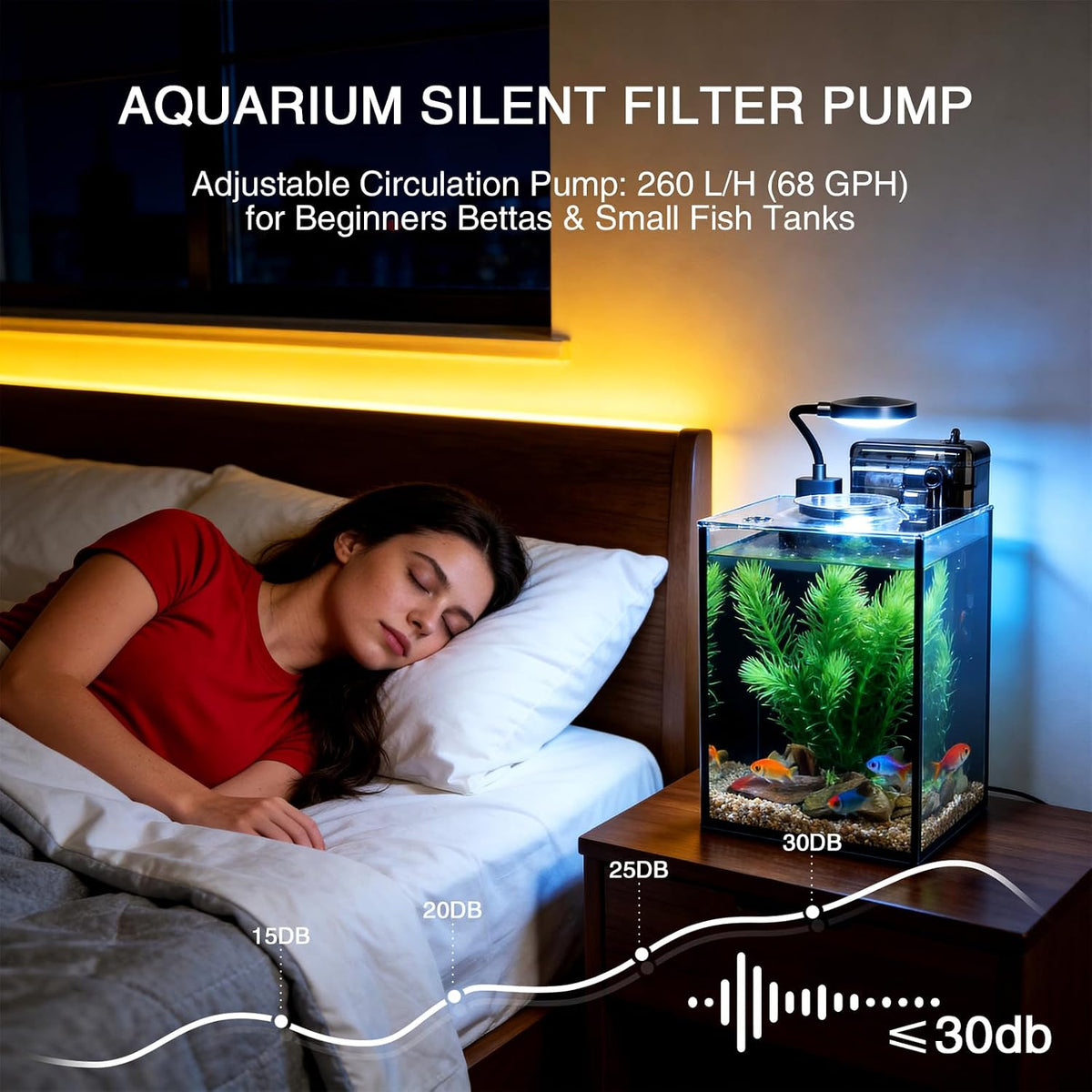 1.2 gallon betta fish tank starter kit, glass shown in use