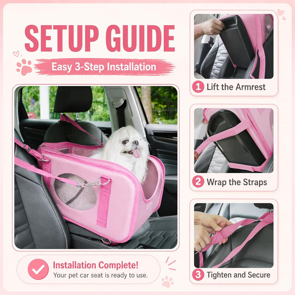 center console dog car seat for small dogs, package contents