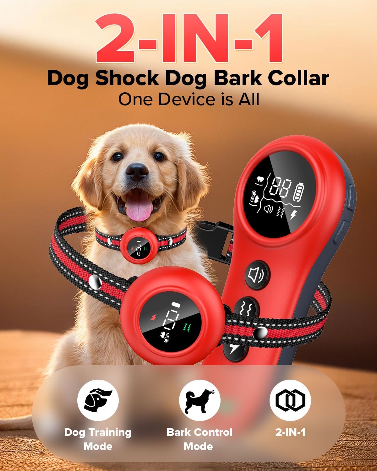 xdx 2-in-1 dog shock collar & bark collar shown in use