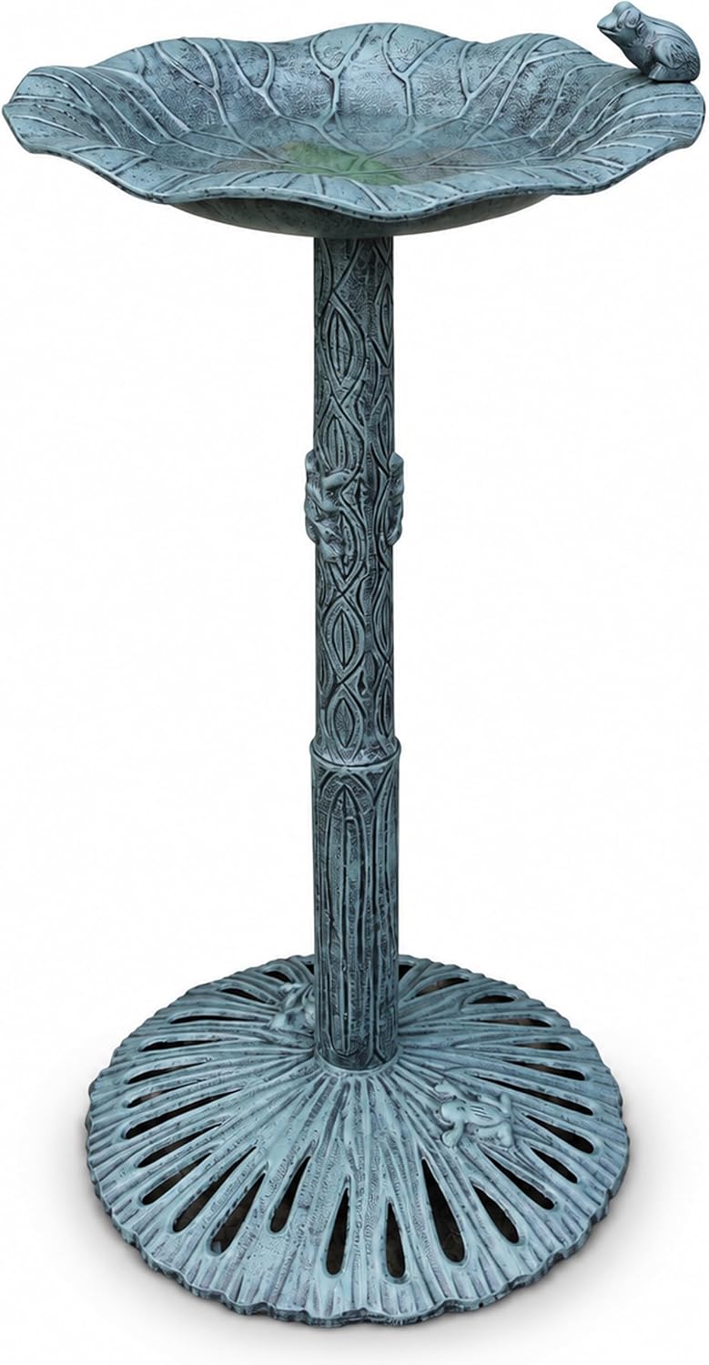 oakland living frog bird bath, verdi grey, main product view