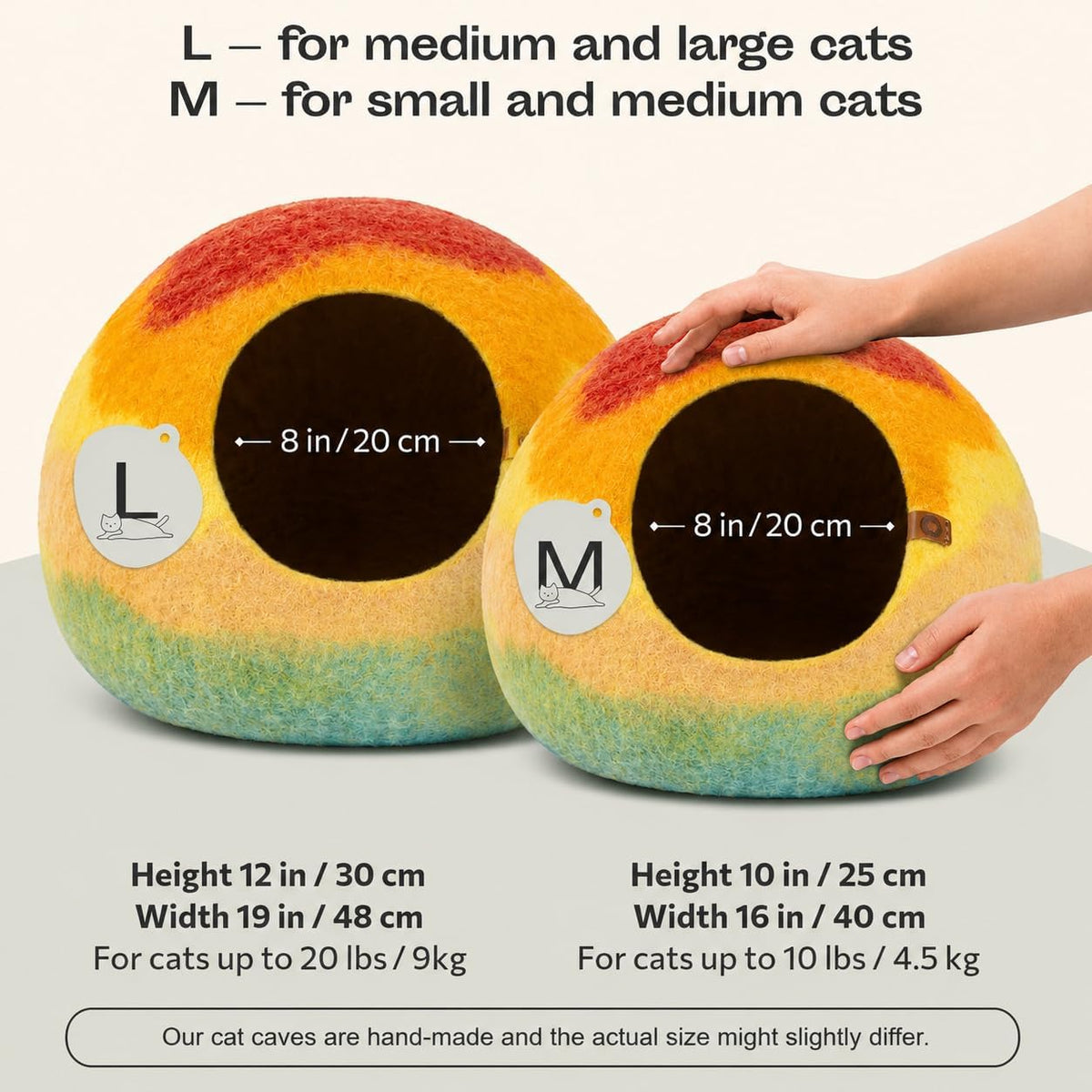 meowfia cat cave - merino wool bed for shown in use