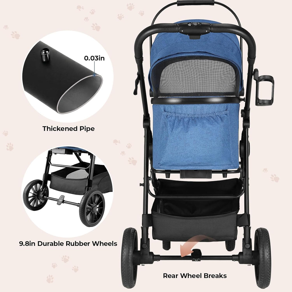 mamizo pet stroller for medium dogs up to, side view