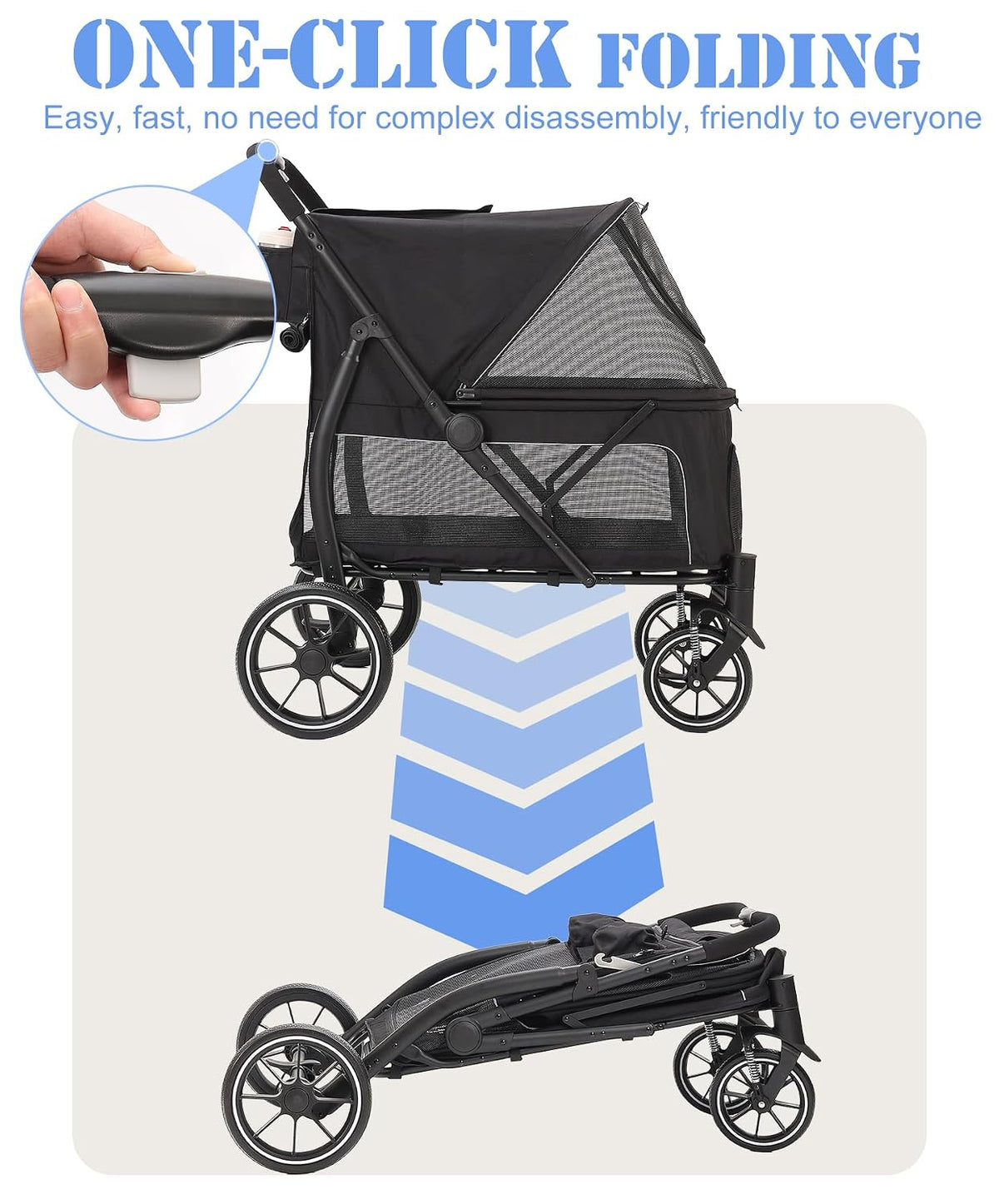 large dog stroller for multiple pets up to showing dimensions