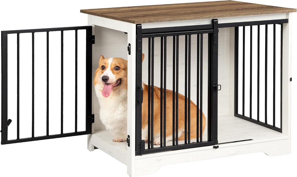 hzuaneri 31.9 in m dog crate furniture indoor, view 9