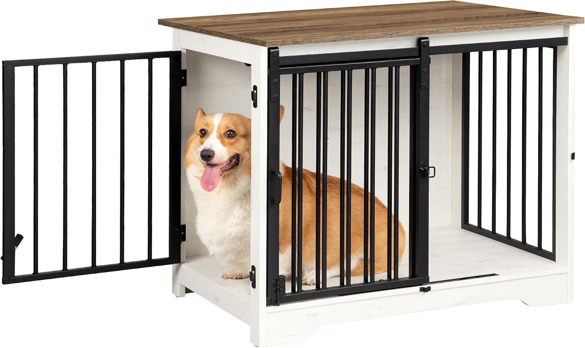 hzuaneri 31.9 in m dog crate furniture indoor, view 9