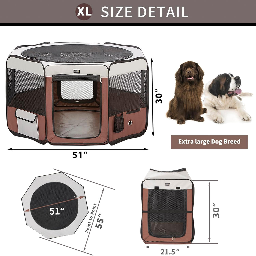 donoro dog playpen 55" portable pet play pens, side view